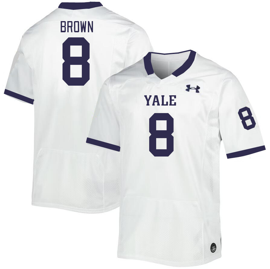 Men-Youth #8 Nico Brown Yale Bulldogs 2023 College Football Jerseys Stitched-White